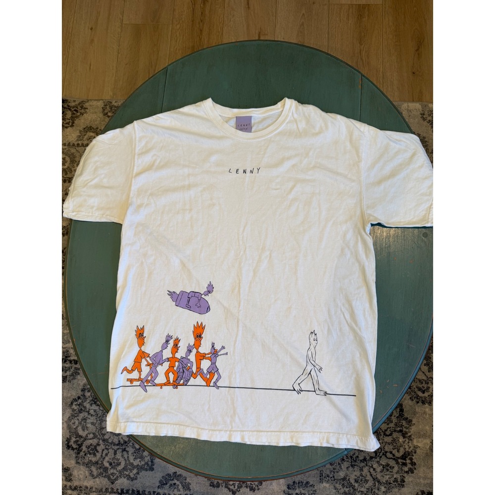 Lenny Magill Graphic T-Shirt White Cotton Skateboard‎ Art XL Mens Short Sleeve